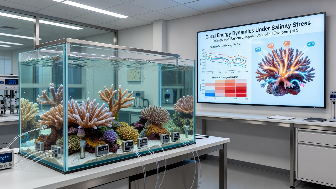 Detailed view of coral polyp energy reserves sampled after controlled salinity exposure in lab tanks